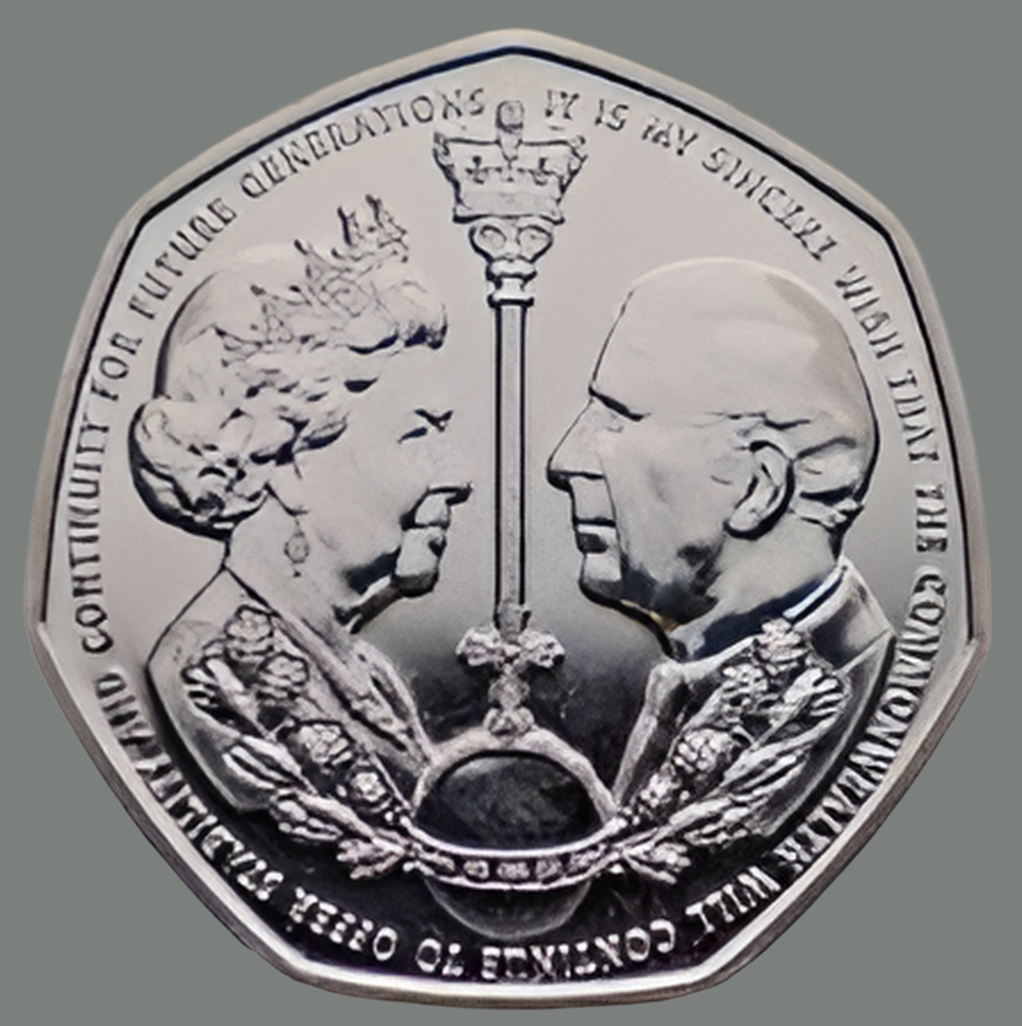 2022 50p Gibraltar End & Beginning of an Era King Charles & 2024 Edition of The 50p Guide Book