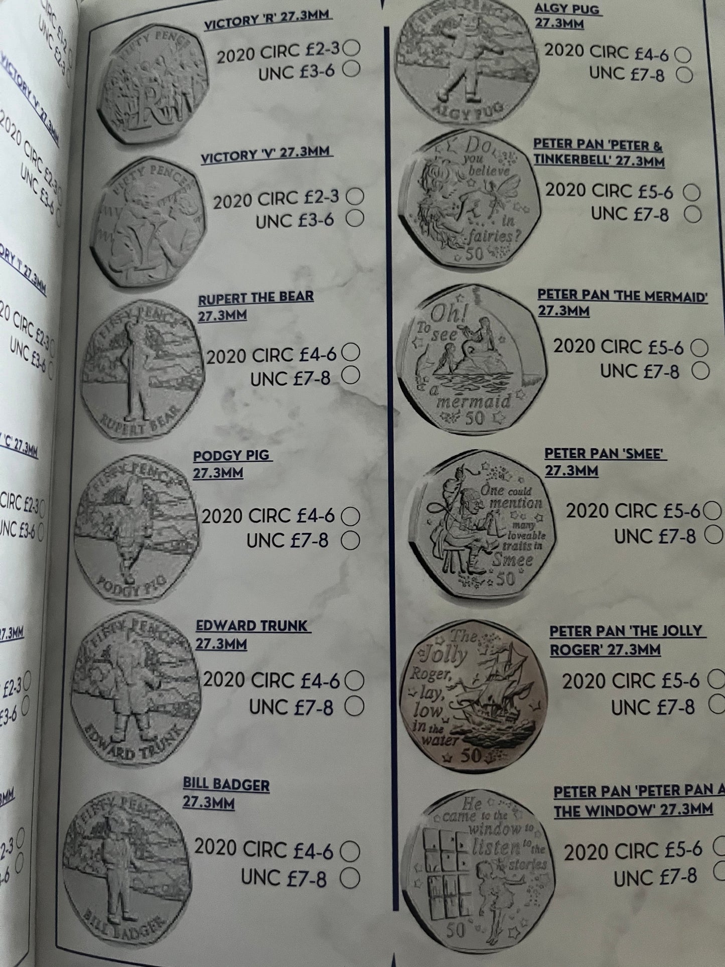 Peter Pan Through the Window 50p 2020 Falkland Islands and 2024 50p Guide Book Bundle. Coin Starter Kit